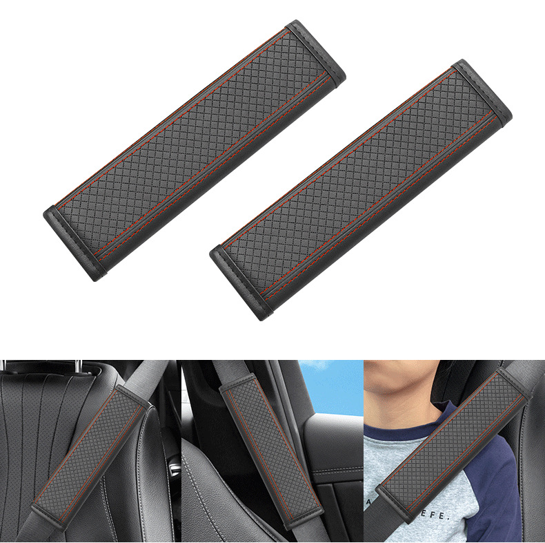Car Seatbelt Shoulder Pad Embossed Leather Safety Belt Cover Thickened Protective Cover for Car Seatbelt