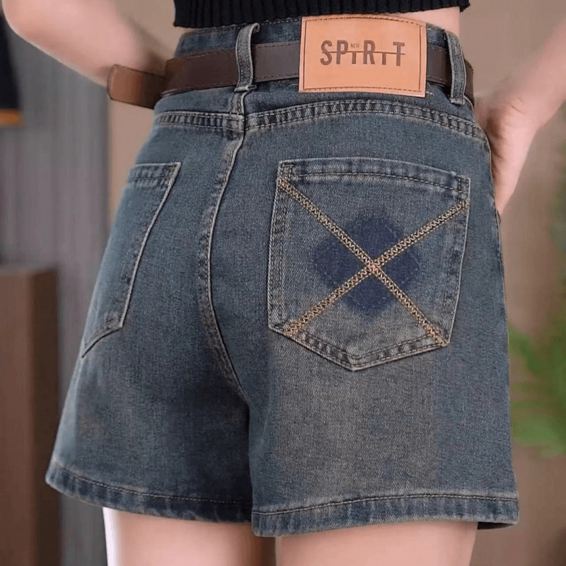 Cement Gray Denim High-Waisted Summer Thin Shorts 2025 Slim New Loose Plus-Size Trendy Hot Pants