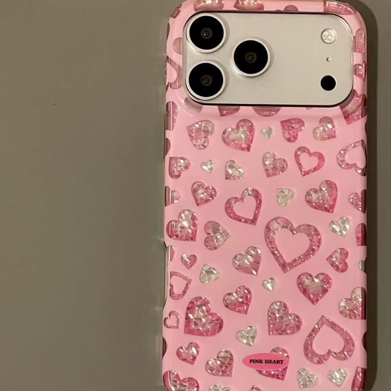Atmospheric Pink Leopard Print with Sparkling Diamonds and Hearts, Suitable for Apple iPhone Phone Case, Anti-Drop, Dual-Layer, Waterproof for 16-Year-Old Girls Atmospheric Pink Leopard Print with Sparkling Diamonds and Hearts, Suitable for Apple iPhone Phone Case, Anti-Drop, Dual-Layer, Waterproof for 16-Year-Old Girls