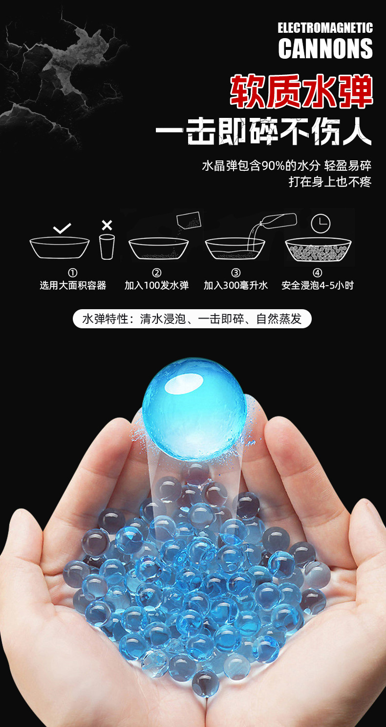 跨境热采纳米电磁炮玩具电动连发钢铁炮可发射水弹男孩玩具枪详情18