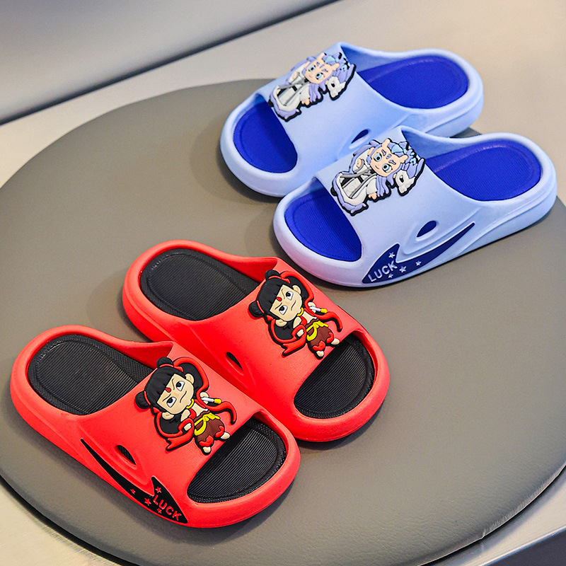 Nezha zapatillas infantiles de verano para niños baño interior antideslizante para niños zapatillas frías para el hogar