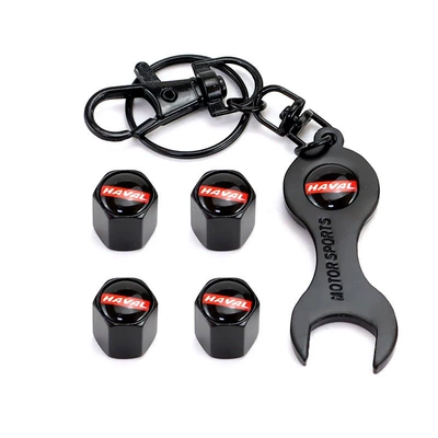 valve Valve Head Cap Anti-Deflation Silver - haval-logo-4-pack-black-model-wrench-keychain