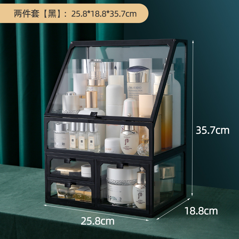 化粧品収納ボックスデスクトップガラス非アクリル口紅唇釉薬ブラシバケツ整理スキンケア化粧台棚|undefined