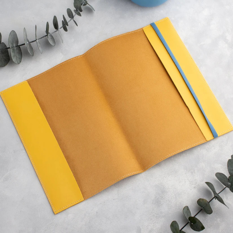 Solid color PU leather book cover A5 notebook cover with elastic strap, leather cover for notepad