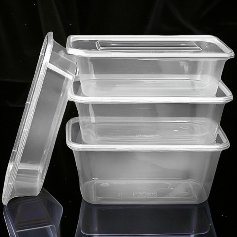 Rectangular Packing Box 1000ml Disposable Plastic Lunch Box Thickened Take-Out Box Transparent Plastic Bowl Lunch Box with Lid Rectangular Packing Box 1000ml Disposable Plastic Lunch Box Thickened Take-Out Box Transparent Plastic Bowl Lunch Box with Lid
