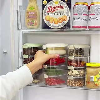 厨房香料收纳盒葱姜蒜保鲜盒可叠加食品密封盒食品级小料分装盒子