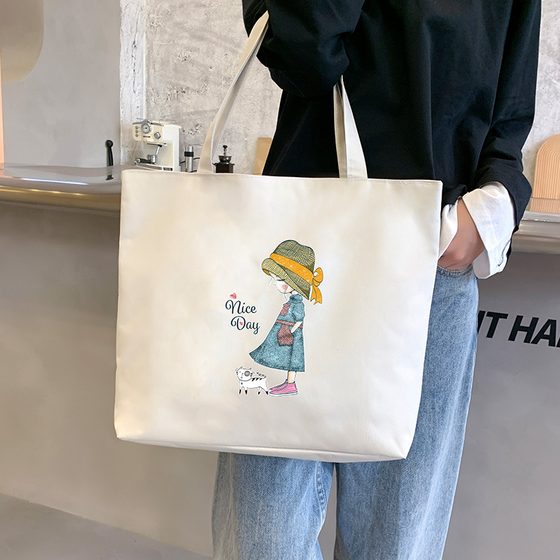 帆布包女大学生包包上课手提袋大容量购物袋百搭款托特包批发代发