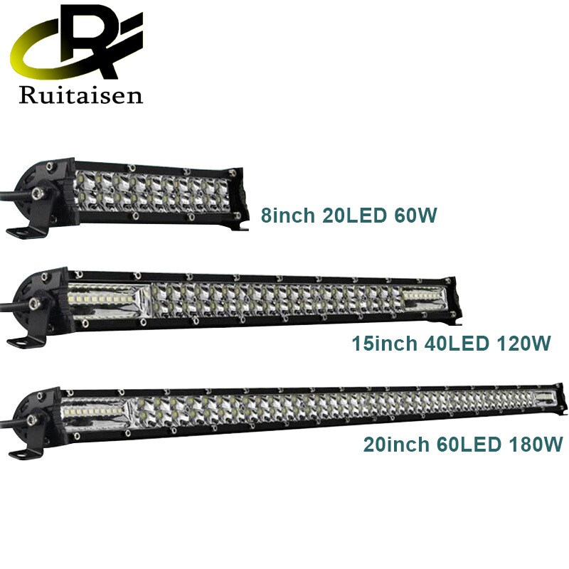 Ultra-Thin Double-Row Led Strip Light Spotlight Car Led Modified Air Intake Grille License Plate Light Mixed Light Off-Road Vehicle Light