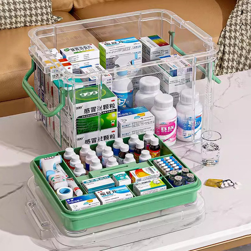 Medicine box multi-layer medicine box home decoration household medicine box large capacity medicine storage transparent large medical first aid box