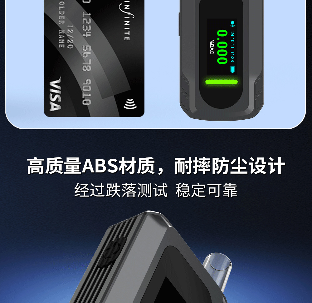Alcohol Testing Detector S+ Mini Portable High-Precision Electrochemical Air Blowing Alcohol Tester for Checking Drunk Driving