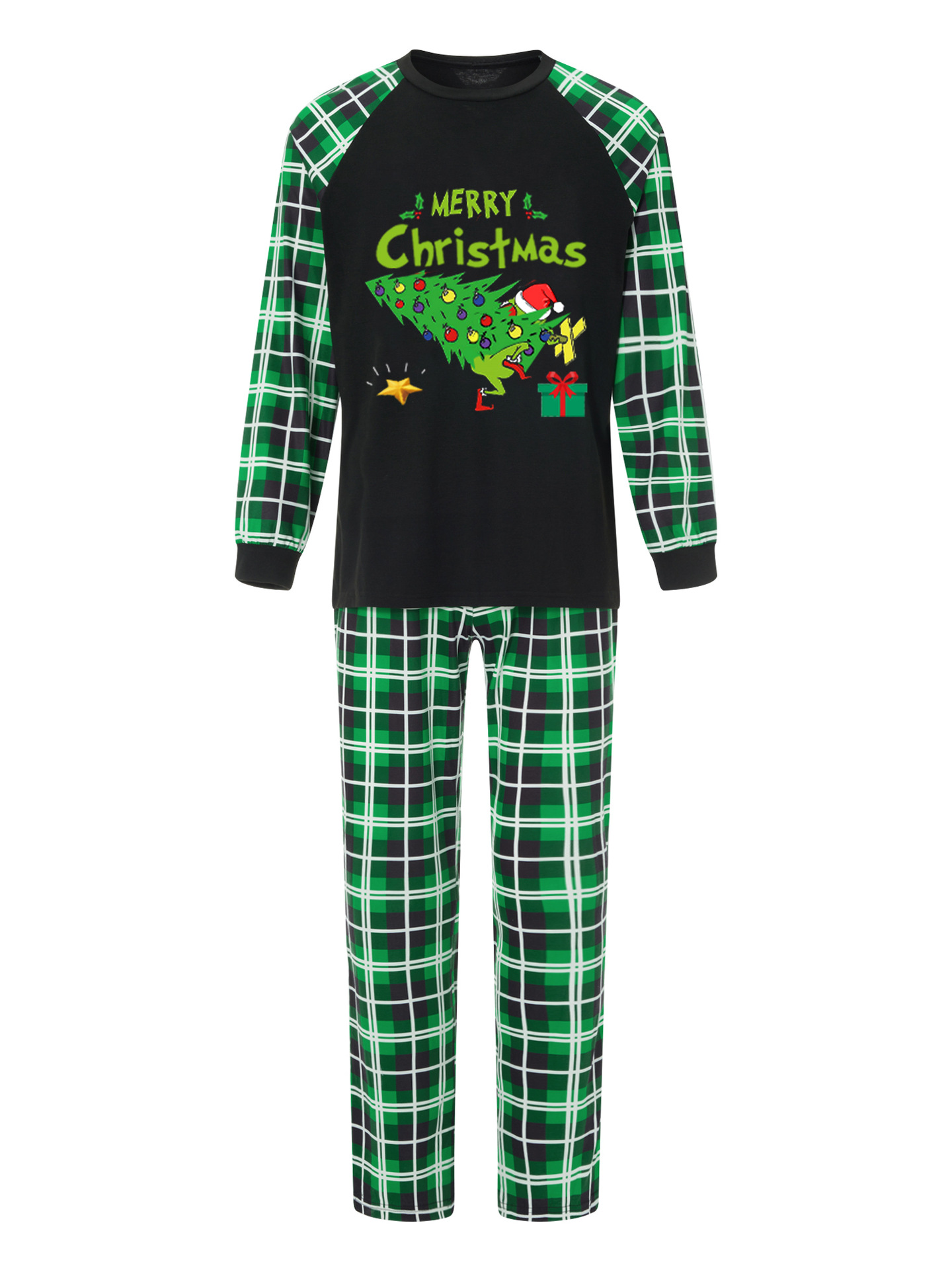 Conjuntos de trajes familiares a juego Moda navideña Ropa para padres e hijos Pijamas Ropa para el hogar Cuadros Dos piezas_voghion.com