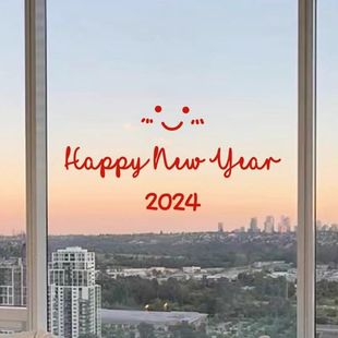 Window Billes Stickers 2024 Happy New Year Paper Year of the Dragon Smiley Glass Door Anti-collision Decoration Spring Festival Festive Atmosphere Mirror