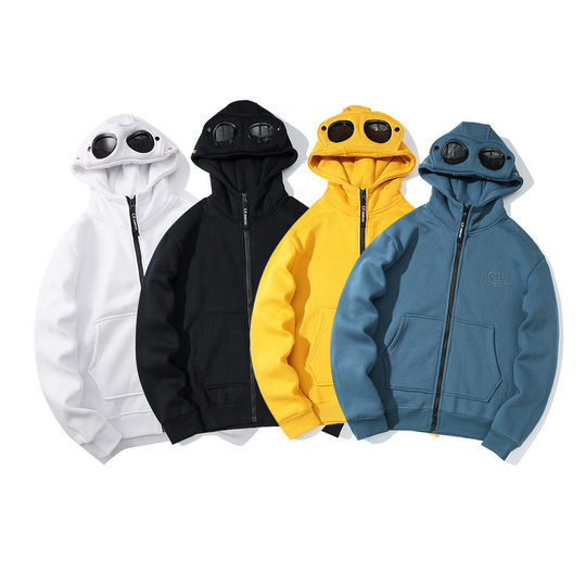 Foreign Trade Men's CP Glasses Pure Cotton Embroidery Casual Round Neck Handsome Simple Casual Outdoor Sports Hooded Sweat