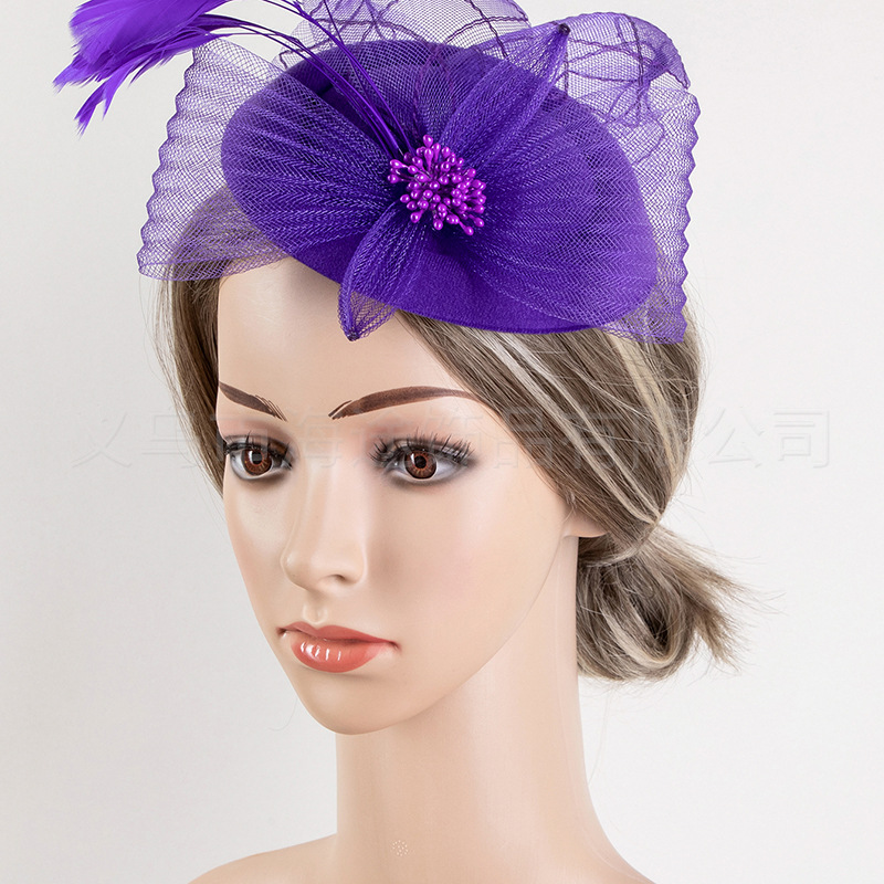 28 다색 보라색 탑 모자