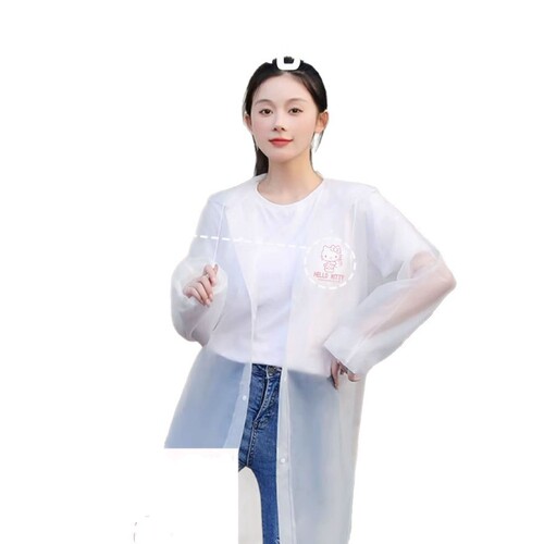 Threeleaf Raincoat Kuromi Print Non-disposable EVA Raincoat Thick Waterproof Raincoat for Outdoor Travel