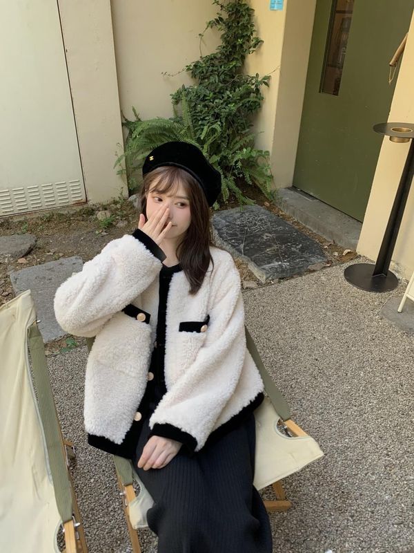 小香风外套女冬季2025仿羊羔毛加厚保暖设计感洋气减龄chic上衣|undefined