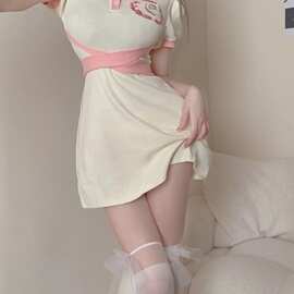 学院风奶fufu辣妹衬衫裙子女撞色少女心小个子收腰显瘦拼色连衣裙