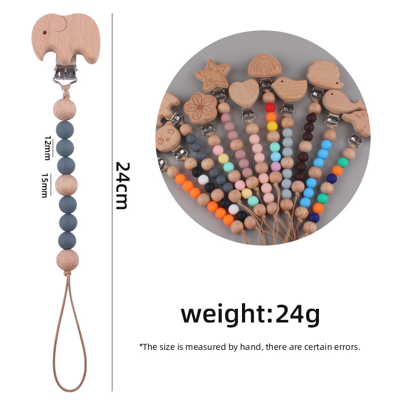 Suministros para bebés de dibujos animados animal de haya chupete clip calmante bebé DIY cuentas de silicona mordedura molar chupete cadena