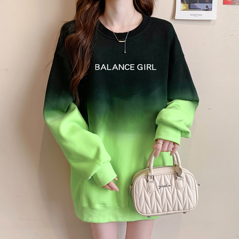 Sweatshirt À Capuche Femme Gradient Loose Style Décontracté_voghion.com