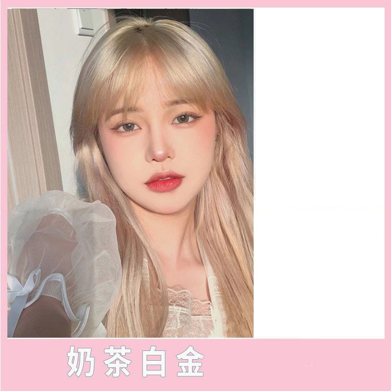 Pelucca de animación grupo de mujeres ancla pelucca larga pelo recto Qi Liuhai pelucca larga cabeza completa pelucca dorada