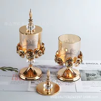 Декоративная стеклянная банка, американский стиль, золотистая ножка, размеры 11×28 см и 11×32 см