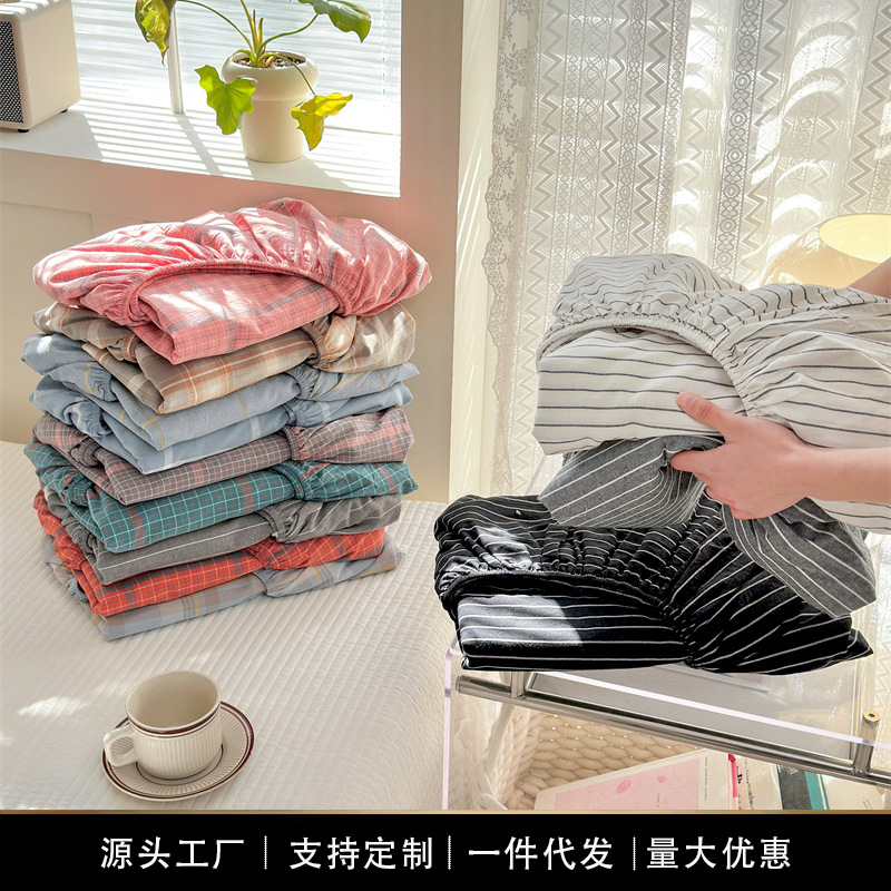 Cross-Border Export of Class a Maternal and Infant Grade Cotton Fitted Bed Sheets Cover Single Piece Pure Cotton Bed Cover Bed Sheets Mattress Cover Universal for All Seasons