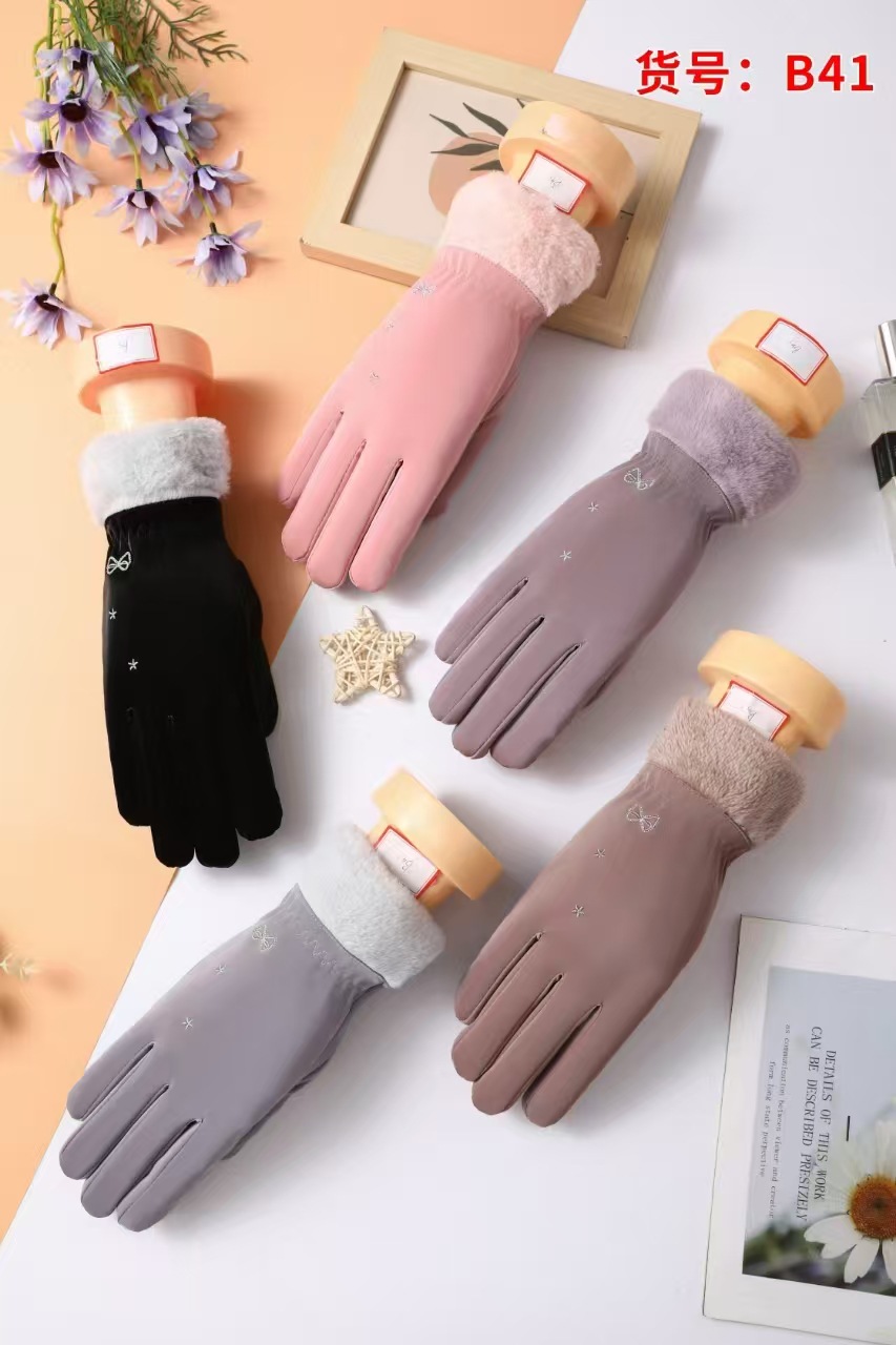 Guantes de invierno para mujer forrados de lana engrosada estudiante cálido resistente al frío pantalla táctil conducción guantes de coche eléctrico al por mayor