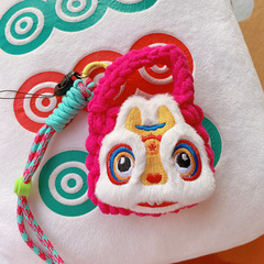 HD12441A03 Chinese New Year Lion Dance Atmosphere Crochet Lanyard Purse Coin Purse Dragon Head New Year Earphone Bag Gift