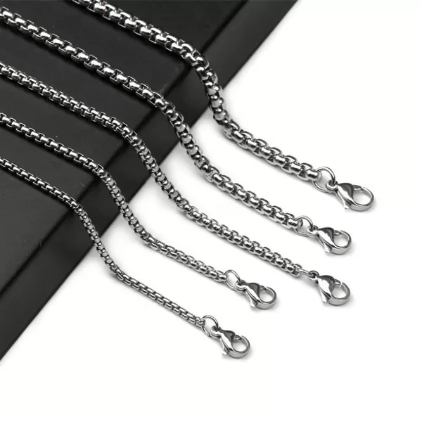 Large Quantity of In-Stock 304 Stainless Steel Square Pearl Chain Titanium Steel Necklace Jewelry for Women, Versatile and High-End Design Accessory Chain