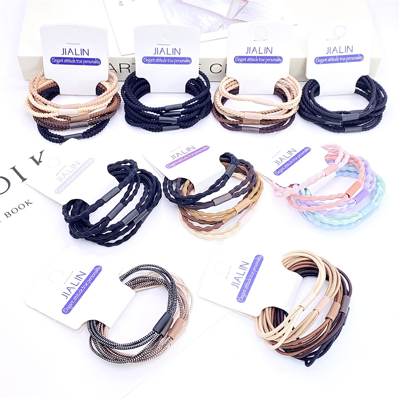 Paquete de tarjetas 3 trenzas banda de pelo pequeño borde ancho fresco contraste color Banda de goma combinación traje de estilo coreano color a juego venda tejida