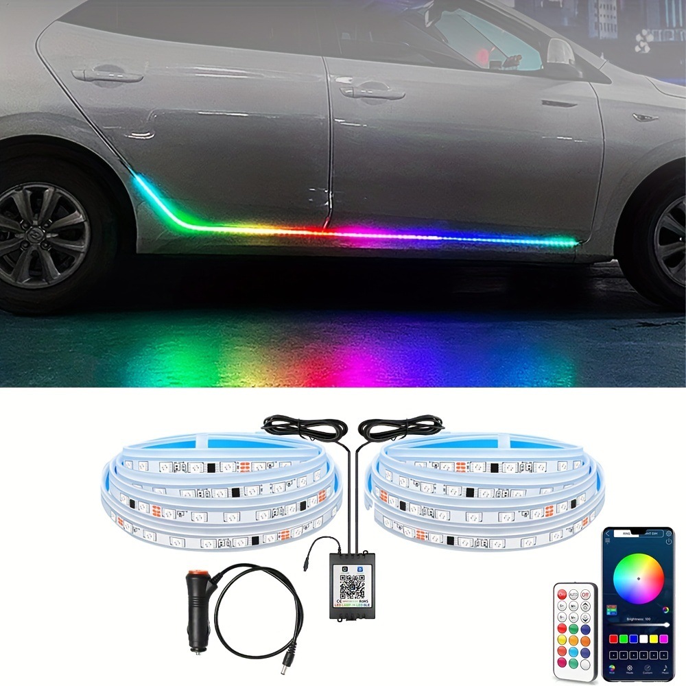 LED汽车迎宾门槛灯 流光跑马灯 门槛 侧门氛围灯霓虹灯柔性流动