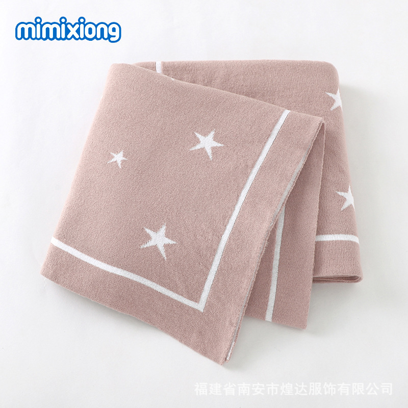 Ins venta caliente primavera nueva estrella de cinco puntas jacquard bebé manta bebé cochecito cubierta edredón