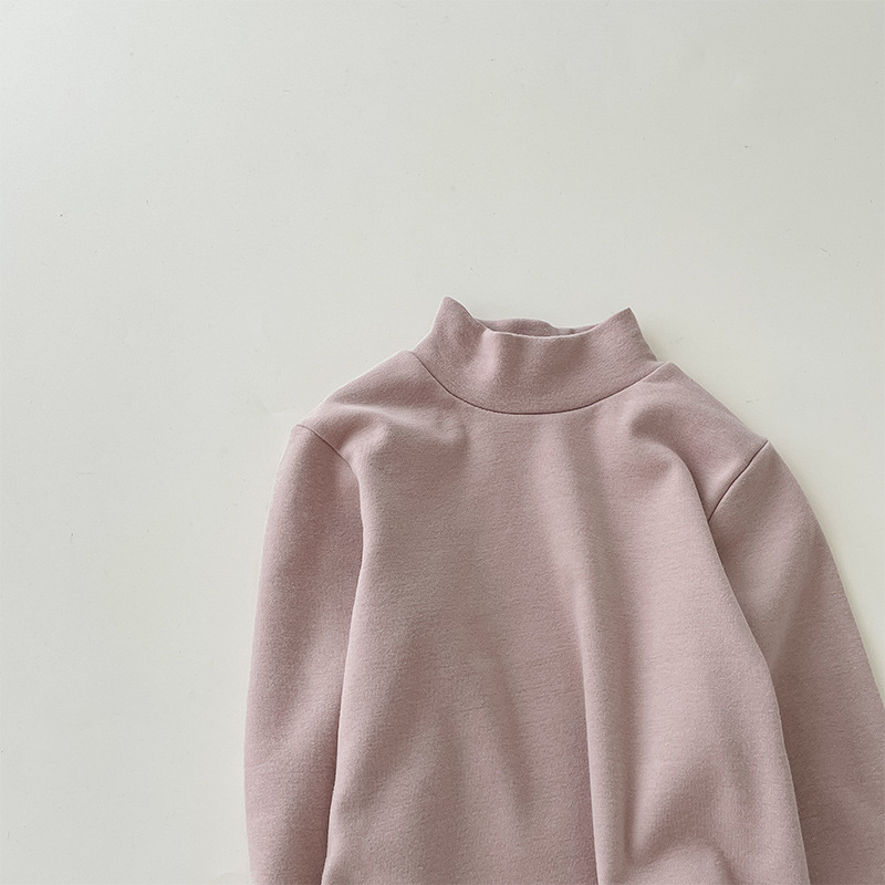 Camiseta de cuello medio elástica de 280 g para niños y niñas, estilo otoño 2026, talla 150-160