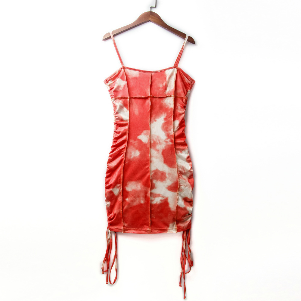 folds tie-dye suspender dress  NSXYA39475