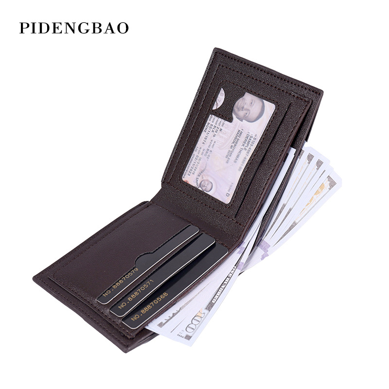 Comercio exterior europeo y americano retro nuevo hombre bolso corto dos plegados pu cera de aceite cartera bolsa de cambio bolso hombre mayorista