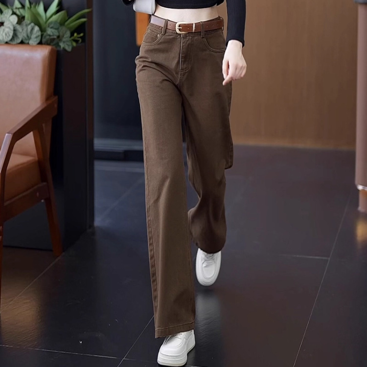 软牛仔裤女2025新款春秋季女裤高腰百搭宽松时尚长裤窄版直筒裤子|undefined