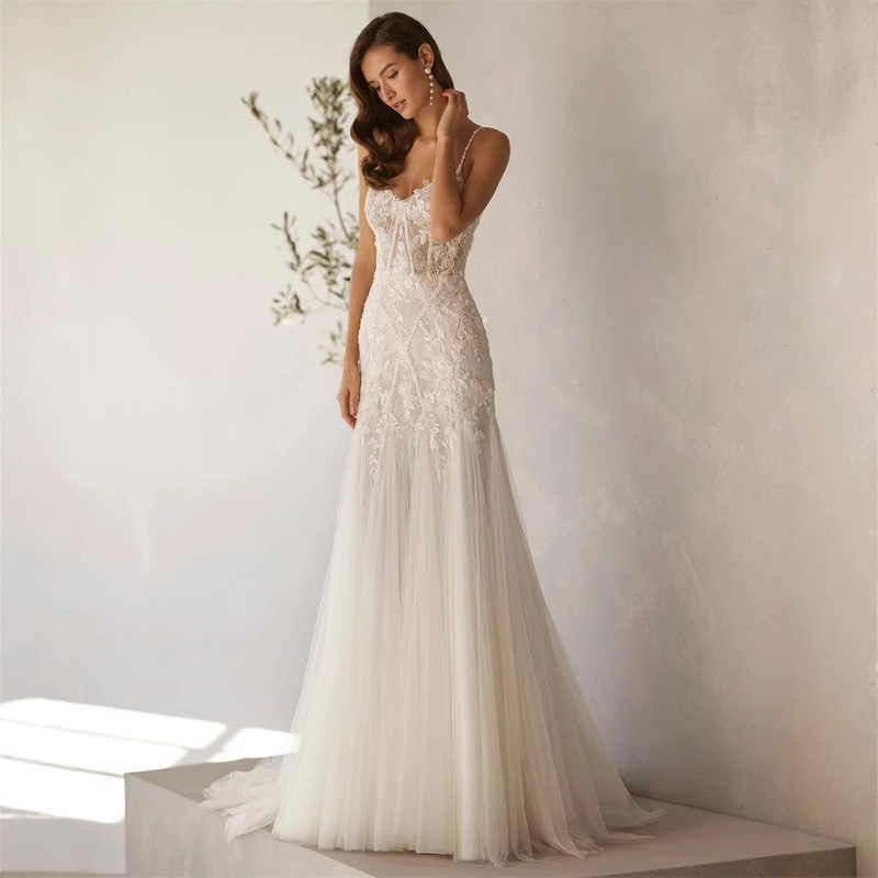 Amazon Strapless Wedding Dress 2025 Bride High-End Slimming Mermaid Dress European and American Birthday Photo Shoot Light Luxury Gown