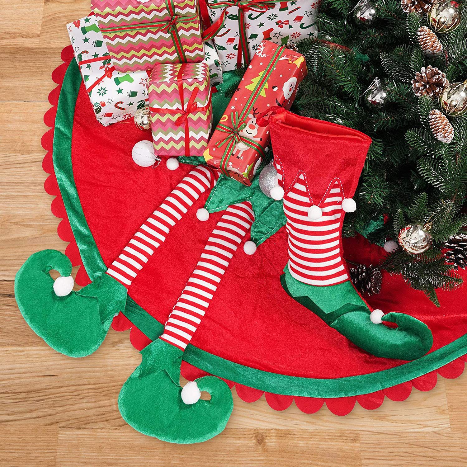 Red Elf Leg Tree Skirt 1