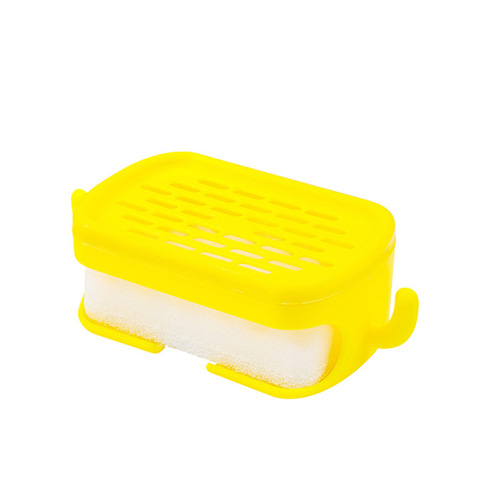 New Double-layer Bathroom Drain Water Drainage Shelf with Cleaning Sponge Hook Wall-mounted Drill-free Soap Dish