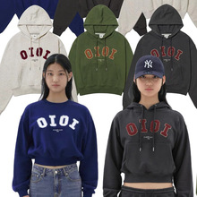 韩国24新款oioi短款字母圆领卫衣连帽newjeans同款刺绣辣妹风秋冬