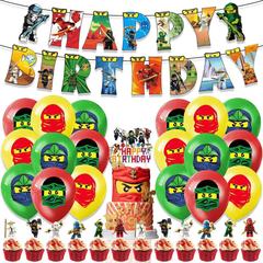 人気のクロスボーダーニンジャゴーテーマの誕生日パーティーの装飾旗ケーキインサートバルーンスパイラルペンダントアレンジメント