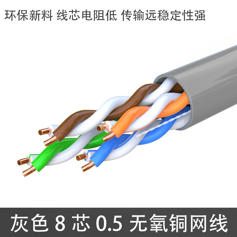 Cat 5e UTP Unshielded Copper Network Cable, POE Monitor Twisted Pair Cable, 300 Meters