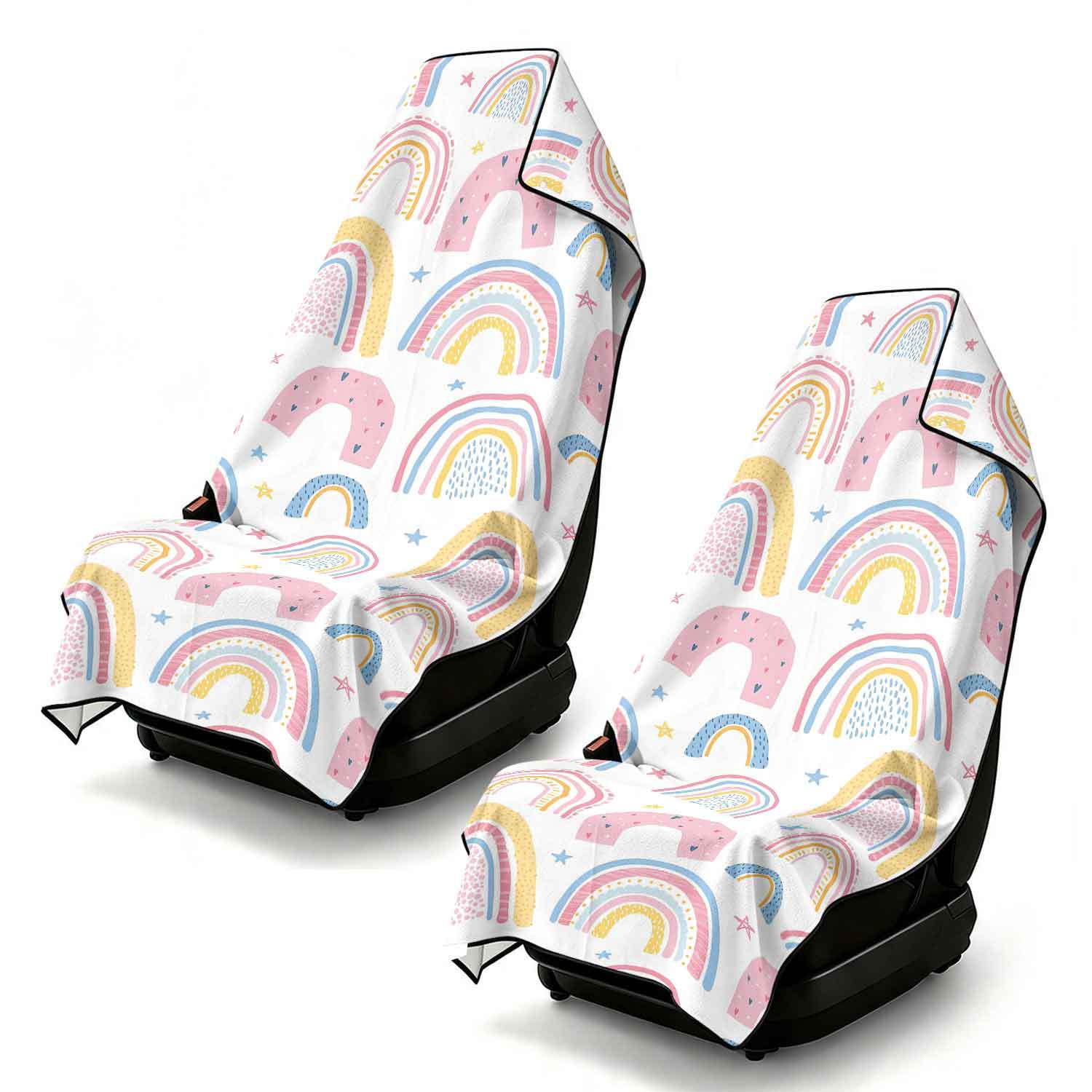 2-piece dual-use car seat cover, ultra-fine fiber, can be used as a beach towel, printed car protective seat cover 6