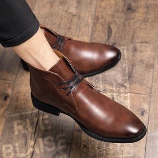 Cross-border Men's plus size Boots 38-48 Size Autumn and Winter British Style Retro Martin High-top Business Casual Leather Boots