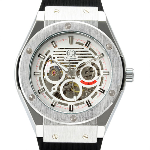 Gutuo  new men's mechanical watch trendy business automatic mechanical watch silicone band hollow men's watch wholesale