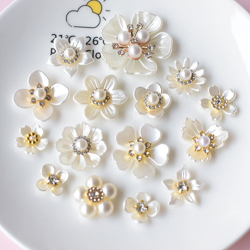 Hot selling pearl flower jewelry accessories hair accessories hole shoes diy material pj1337