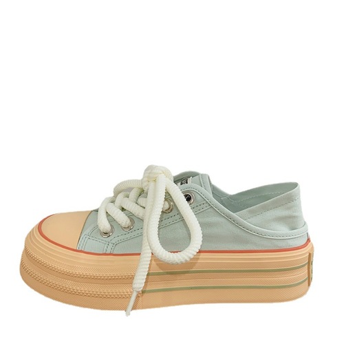  Internet Celebrity Live Broadcast Mint Green Canvas Shoes Women's Summer Two-Wear Flat Cloth Shoes Korean Style Casual Women's Shoes