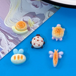 Mini food play turtle bee dragonfly snail bread DIY resin accessories cream glue handmade material patch