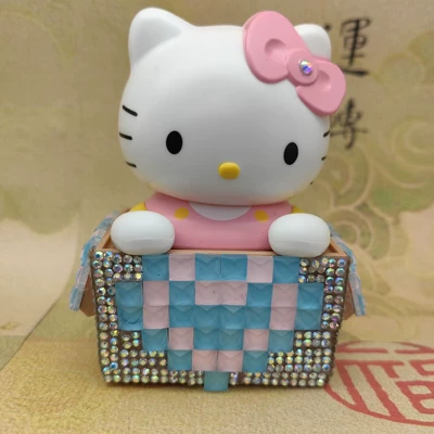 basket doll car decorations — Car ornaments - 859510-diamond-cat-pink-red-optional