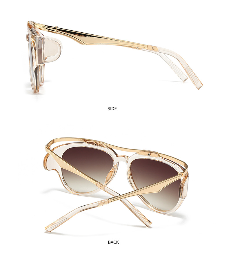 Commercio estero Esplosioni transfrontaliere Occhiali da sole Fotografia di strada europea e americana Ins Internet Modello rosso Occhiali da sole geometrici in metallo Donna LH16_voghion.com